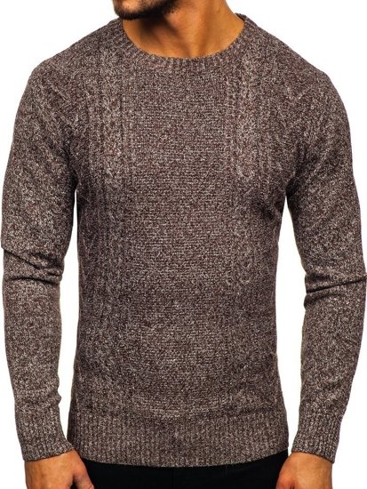 Sweter męski brązowy Denley H1937