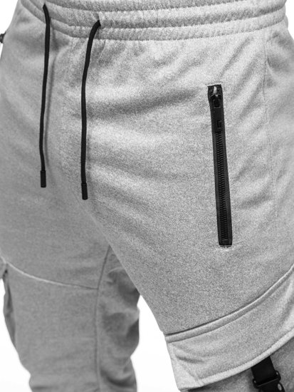 Szare bojówki spodnie męskie joggery dresowe Denley HS7045
