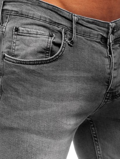 Szare spodnie jeansowe męskie slim fit Denley R925