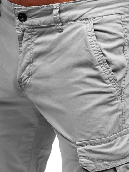 Szare spodnie materiałowe bojówki męskie Denley ZK7815