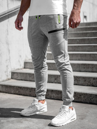 Szare spodnie męskie joggery dresowe Denley K10353