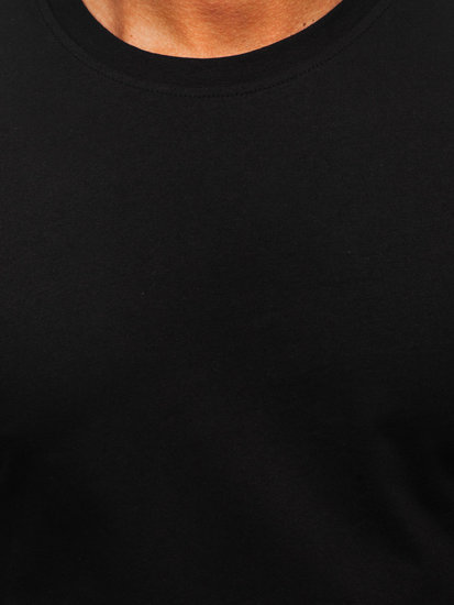 T-shirt męski bez nadruku czarny Bolf 14291
