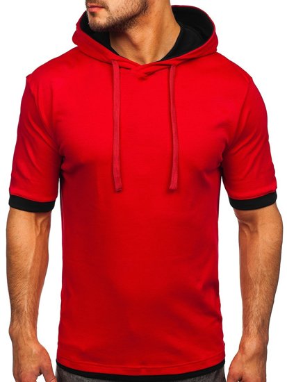 T-shirt męski bez nadruku czerwony Bolf 08