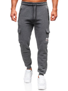 Antracytowe bojówki spodnie męskie joggery dresowe Denley JX6028