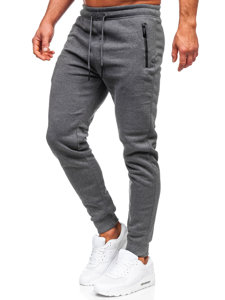 Antracytowe spodnie męskie joggery dresowe Denley JX6009
