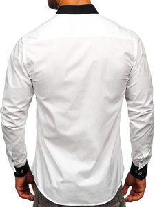 Biała koszula męska elegancka z długim rękawem Bolf 21750
