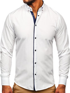 Biała koszula męska elegancka z długim rękawem Bolf 7724-1