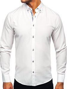 Biała koszula męska z długim rękawem Bolf 20717