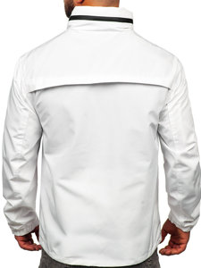 Biała kurtka męska przejściowa z chowanym kapturem Denley 5M3105