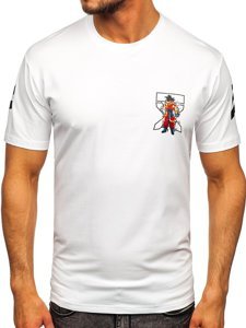 Biały t-shirt męski z nadrukiem Bolf 2607