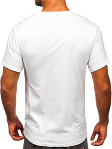 Biały t-shirt męski z nadrukiem Denley 14476