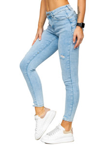 Błękitne spodnie jeansowe damskie push up Denley S9859