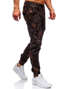 Brązowe spodnie joggery bojówki męskie Denley CT6016