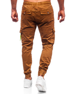 Brązowe spodnie joggery bojówki męskie Denley R8702