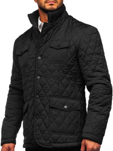 Czarna elegancka kurtka męska pikowana Denley 802