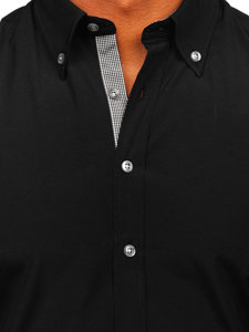 Czarna koszula męska z długim rękawem Bolf 20719