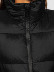 Czarna pikowana kurtka damska zimowa bez kaptura Denley 23059
