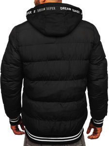 Czarna pikowana kurtka męska zimowa Denley 7322