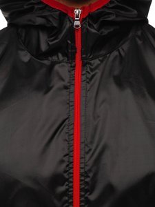 Czarna przejściowa kurtka męska wiatrówka z kapturem BOLF 5060