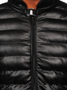 Czarna skórzana kurtka męska pikowana Denley 0021
