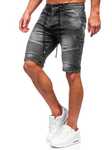 Czarne krótkie spodenki jeansowe męskie Denley MP0033N