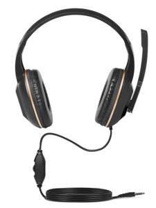 Czarne słuchawki nauszne przewodowe z mikrofonem V1