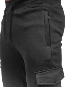 Czarne spodnie męskie bojówki joggery dresowe Denley JX326
