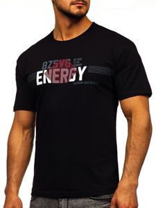 Czarny T-shirt męski z nadrukiem Denley 14333