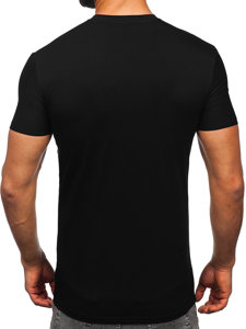 Czarny t-shirt męski z nadrukiem Denley MT3049