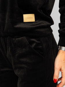 Czarny welurowy komplet dresowy damski dwuczęściowy Denley 637