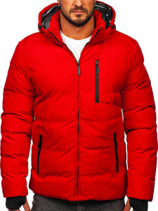 Czerwona pikowana kurtka męska zimowa Denley 5M756