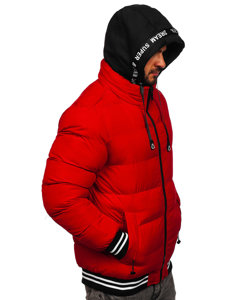 Czerwona pikowana kurtka męska zimowa Denley 7322