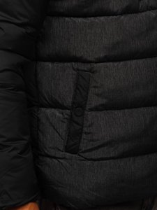Grafitowa pikowana kurtka męska zimowa sportowa Denley AB117