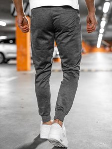 Grafitowe spodnie męskie joggery dresowe Denley JX8201