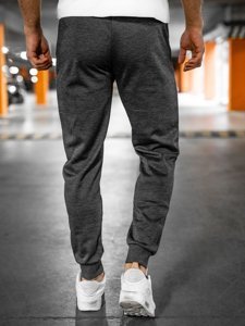 Grafitowe spodnie męskie joggery dresowe Denley JX8735