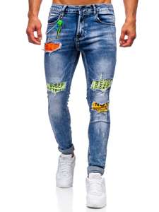 Granatowe jeansowe spodnie męskie slim fit Denley 85002S0
