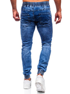 Granatowe joggery spodnie jeansowe męskie Denley TF127