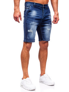 Granatowe krótkie spodenki jeansowe męskie Denley MP0036BS