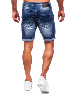 Granatowe krótkie spodenki jeansowe męskie Denley MP0260BS
