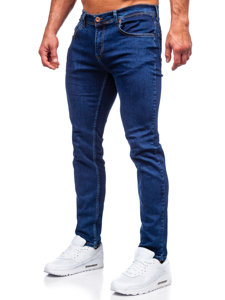 Granatowe spodnie jeansowe męskie regular fit Denley 6558