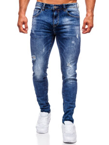 Granatowe spodnie jeansowe męskie slim fit Denley KX718A