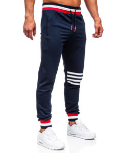 Granatowe spodnie męskie joggery dresowe Denley 7033
