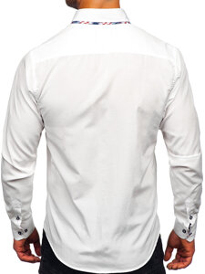 Koszula męska elegancka z długim rękawem biała Bolf 4704