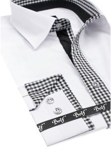 Koszula męska elegancka z długim rękawem biała Bolf 6873