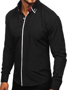 Koszula męska elegancka z długim rękawem czarna Bolf 2767-1