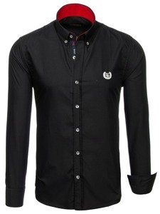 Koszula męska elegancka z długim rękawem czarna Bolf 2772