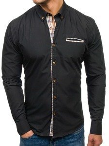 Koszula męska elegancka z długim rękawem czarna Bolf 5793