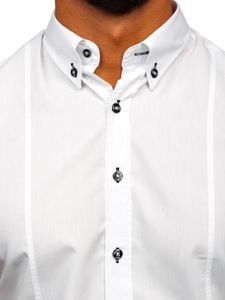 Koszula męska z krótkim rękawem biała Bolf 5528