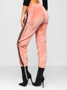 Różowe welurowe spodnie dresowe damskie Denley CYF55NM