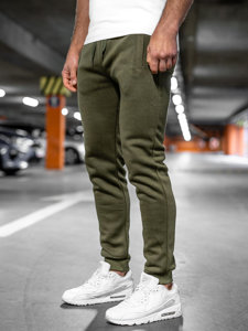 Spodnie męskie joggery dresowe khaki Denley XW01-A